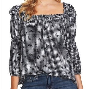 CeCe by Cynthia Steffe Square Neck Gingham Top